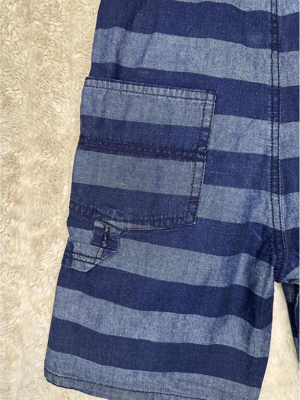 OshKosh B'gosh cotton overalls 4T navy/chambray striped classic vintage-inspired - Picture 8 of 10
